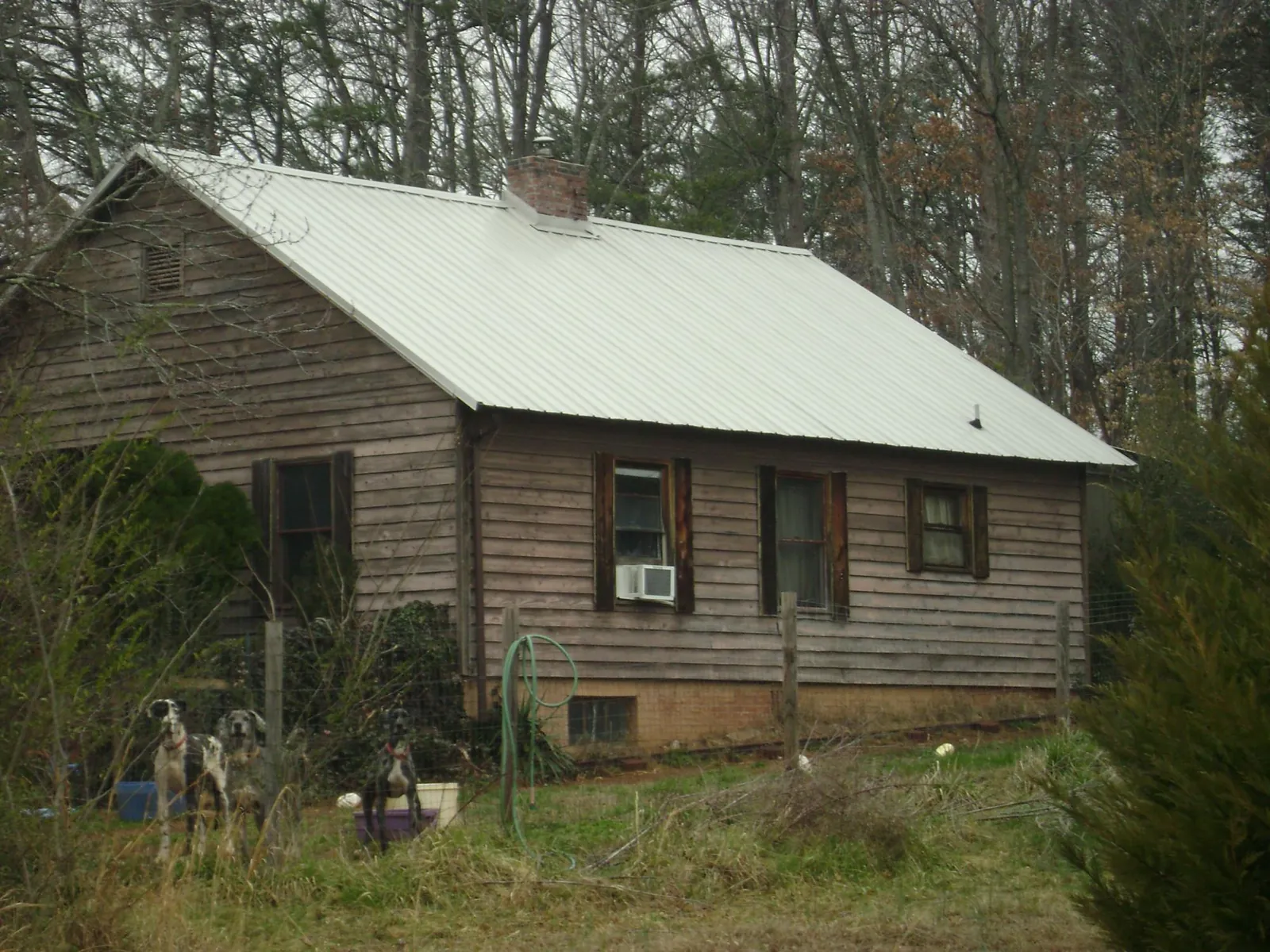 White metal roof on an old wood sided farmhouse, from a Asphalt Shingle Roof Repair job in Helenville